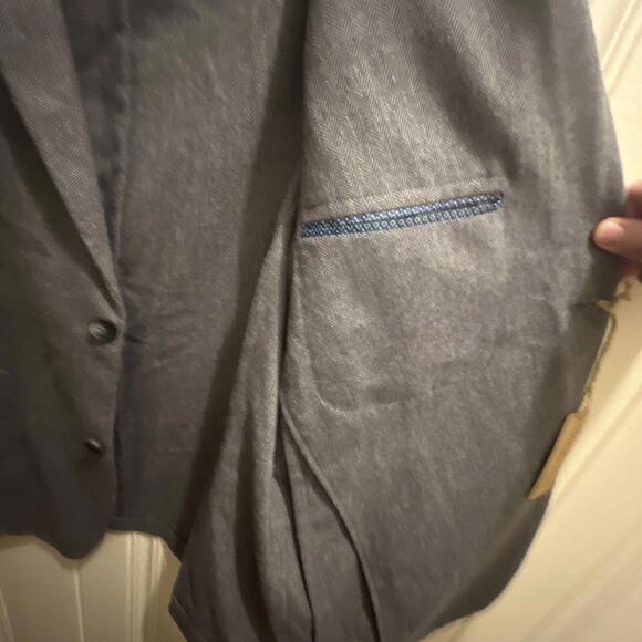 Penguin Mens Blazer Jacket Sz 42 Gray Herringbone Wool Blend Pockets Lined - Picture 4 of 4